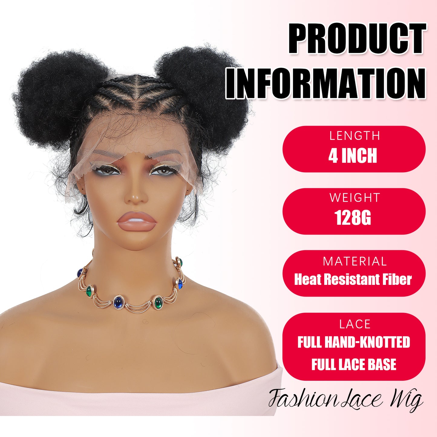 ModeMuse | Full Lace Braided Wig 1B – Hand-Braided Cornrow Buns, Baby Hair, Protective Style Wig, Ready-to-Wear