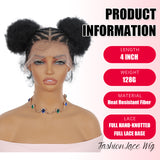ModeMuse | Full Lace Braided Wig 1B – Hand-Braided Cornrow Buns, Baby Hair, Protective Style Wig, Ready-to-Wear