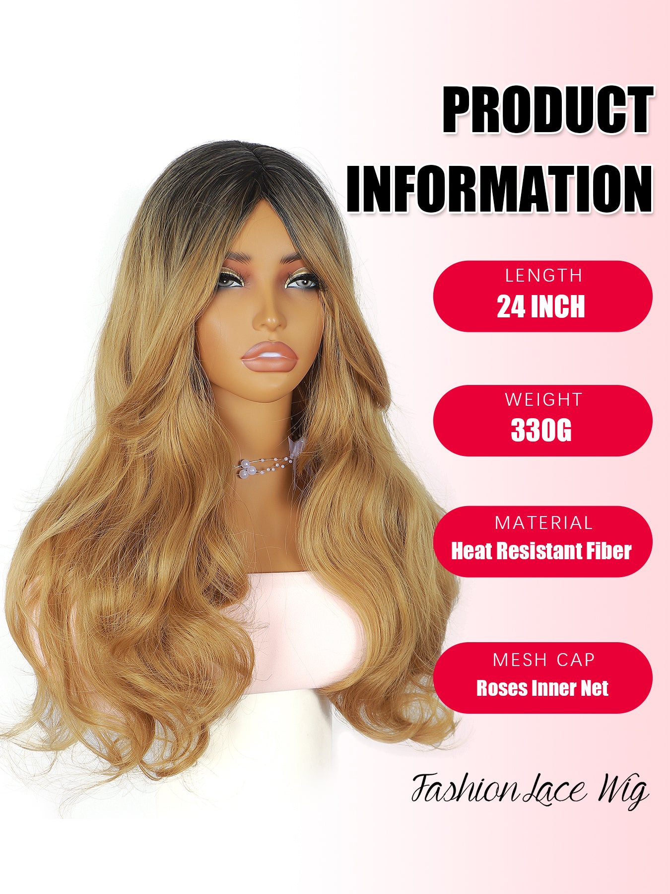 ModeMuse Long Layered Blonde Wig with Curtain Bangs – Synthetic Everyday Fashion Wig 6030X#1T27