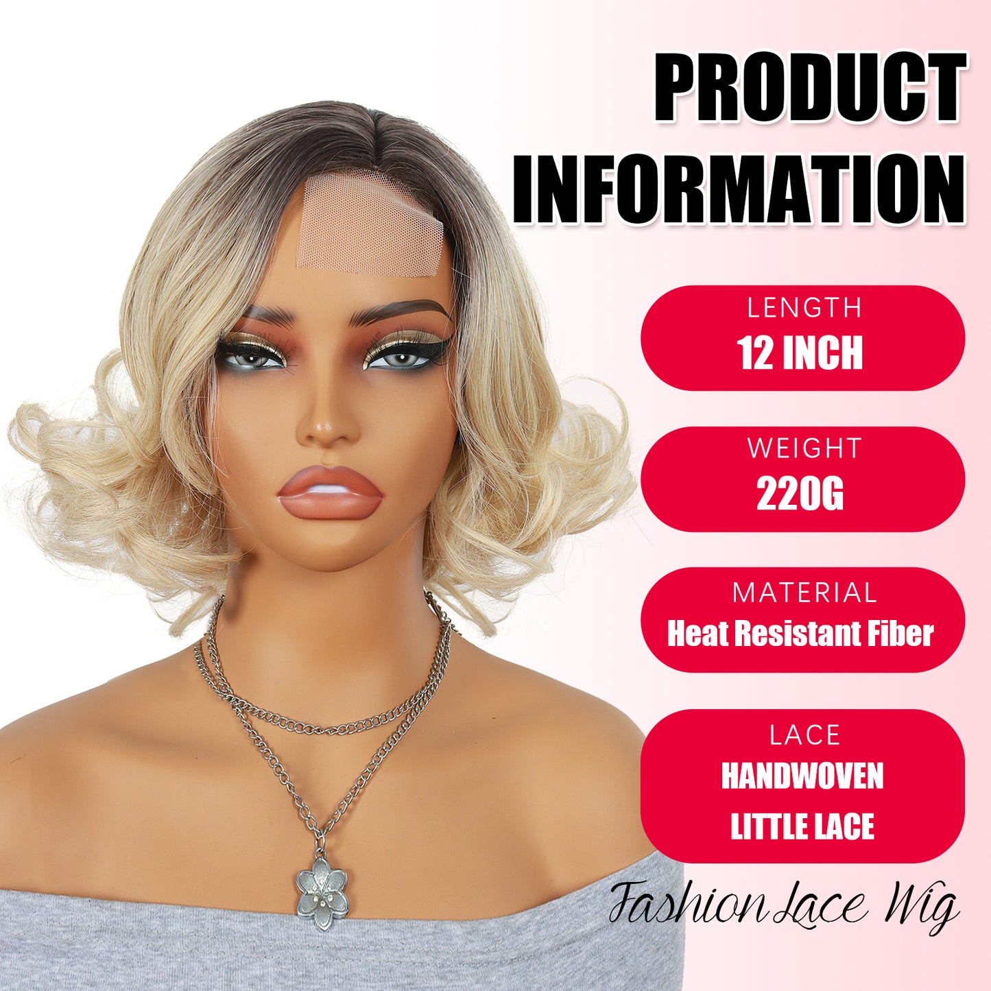 ModeMuse Short Curly Blonde Lace Front Wig – Dark Root Ombre Bob, Beginner Friendly Synthetic Wig, Natural Hairline