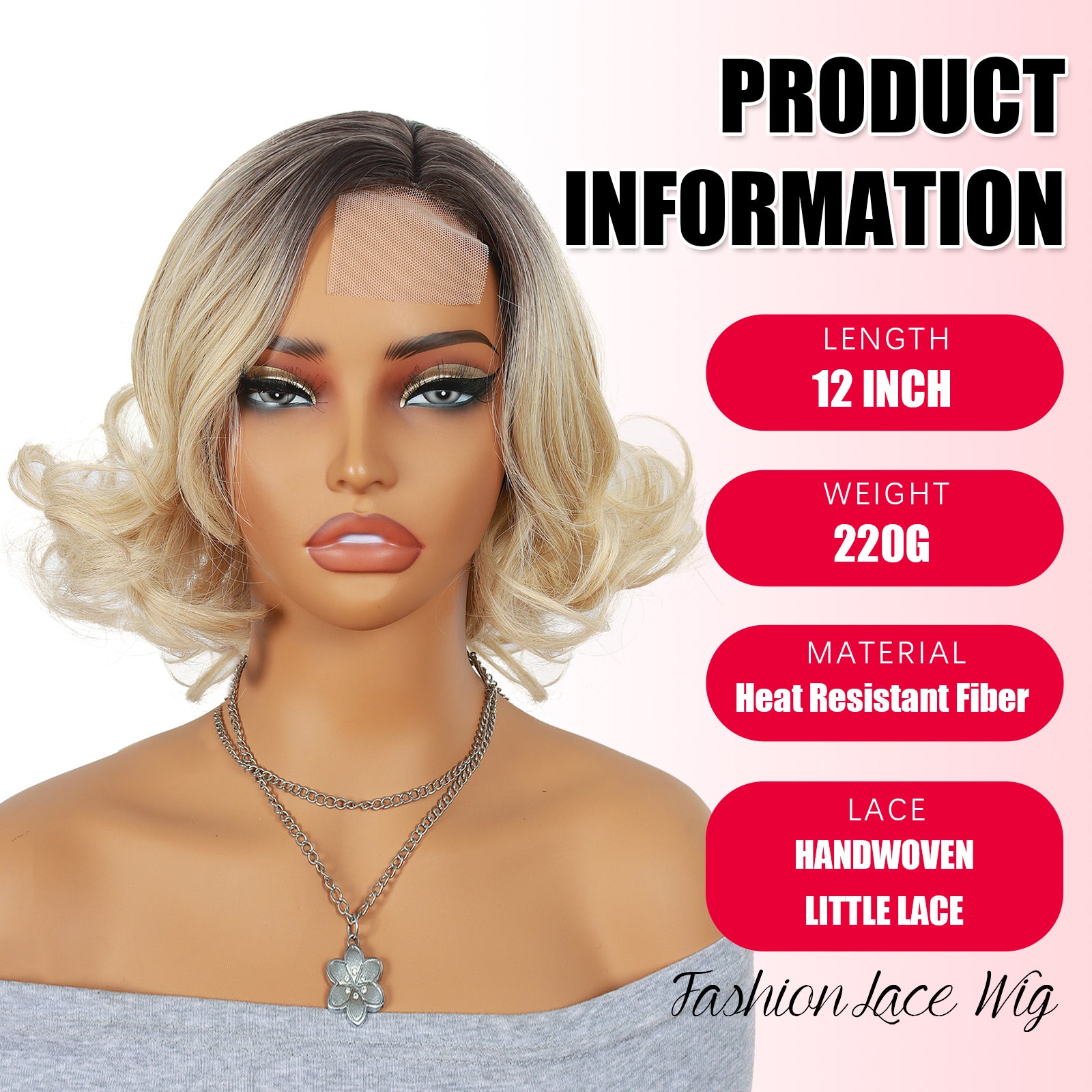 ModeMuse Short Curly Blonde Lace Front Wig – Dark Root Ombre Bob, Beginner Friendly Synthetic Wig, Natural Hairline