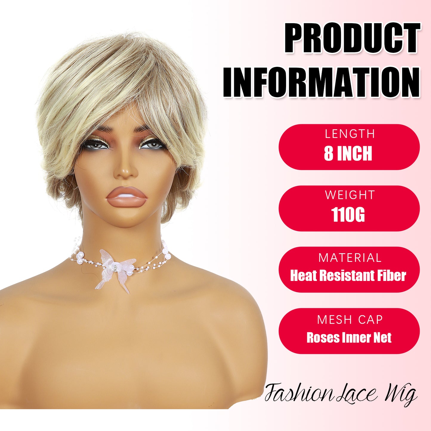 ModeMuse | Short Golden Blonde Pixie Wig Synthetic Heat Resistant Fiber Glueless Daily Party Elf Wig for Women