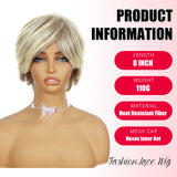 ModeMuse | Short Golden Blonde Pixie Wig Synthetic Heat Resistant Fiber Glueless Daily Party Elf Wig for Women