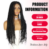 ModeMuse 26" Braided Lace Front Wig – 13x4 Hand-Braided Long Black Protective Style Wig, Free Part Synthetic Wig