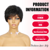 ModeMuse | Short Pixie Cut Wig Black Synthetic Wig for Women Heat Resistant Fiber Glueless Daily Wear Elf Wig