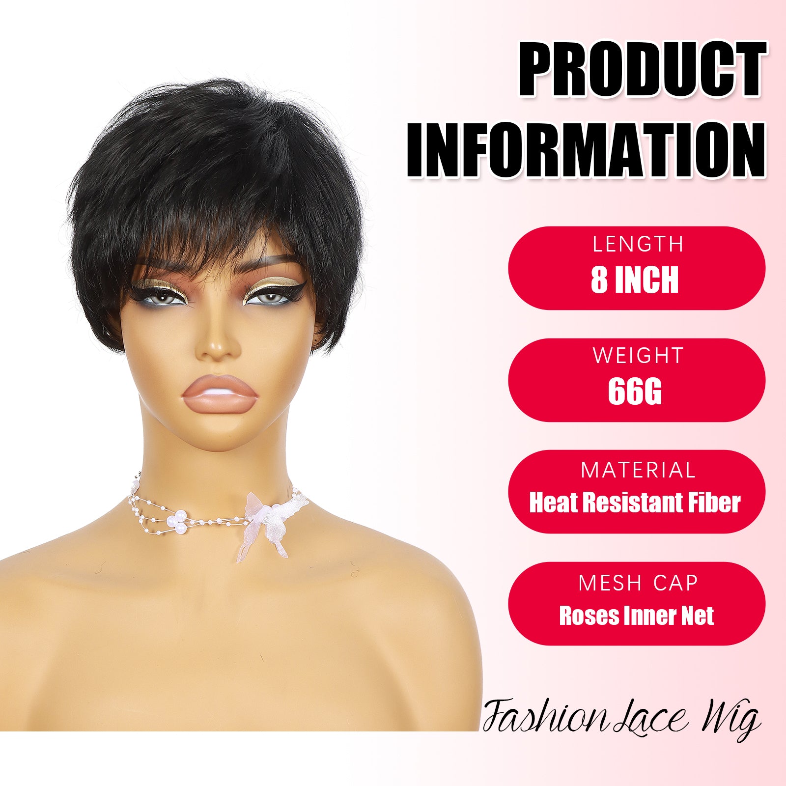ModeMuse | Short Pixie Cut Wig Black Synthetic Wig for Women Heat Resistant Fiber Glueless Daily Wear Elf Wig