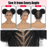 ModeMuse | Full Lace Braided Wig 1B – Hand-Braided Cornrow Buns, Baby Hair, Protective Style Wig, Ready-to-Wear