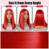 ModeMuse 12" Red Straight Bob Lace Front Wig – Sleek Blunt Cut, Bold Statement Short Wig, Heat Resistant Synthetic