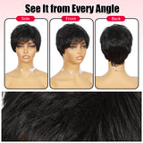 ModeMuse | Short Pixie Cut Wig Black Synthetic Wig for Women Heat Resistant Fiber Glueless Daily Wear Elf Wig