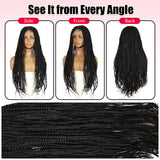 ModeMuse 26" Braided Lace Front Wig – 13x4 Hand-Braided Long Black Protective Style Wig, Free Part Synthetic Wig