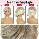 ModeMuse | Short Golden Blonde Pixie Wig Synthetic Heat Resistant Fiber Glueless Daily Party Elf Wig for Women