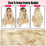 ModeMuse 22" Blonde Wavy Lace Front Wig – 13x4 Free Part Brown to Gold Gradient Long Glam Synthetic Wig