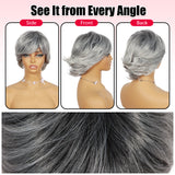 ModeMuse | Short Silver Gray Pixie Wig Synthetic Heat Resistant Fiber Glueless Daily Party Elf Wig for Women