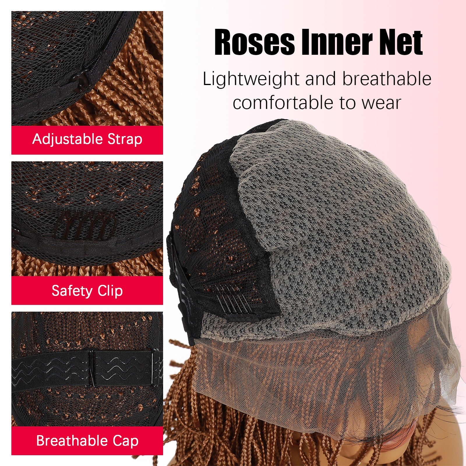 ModeMuse 13x7 Lace Braided Bob Wig – Brown Micro Braids Synthetic Wig with Baby Hair FT108#30