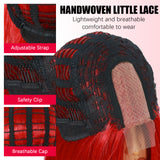 ModeMuse 12" Red Straight Bob Lace Front Wig – Sleek Blunt Cut, Bold Statement Short Wig, Heat Resistant Synthetic