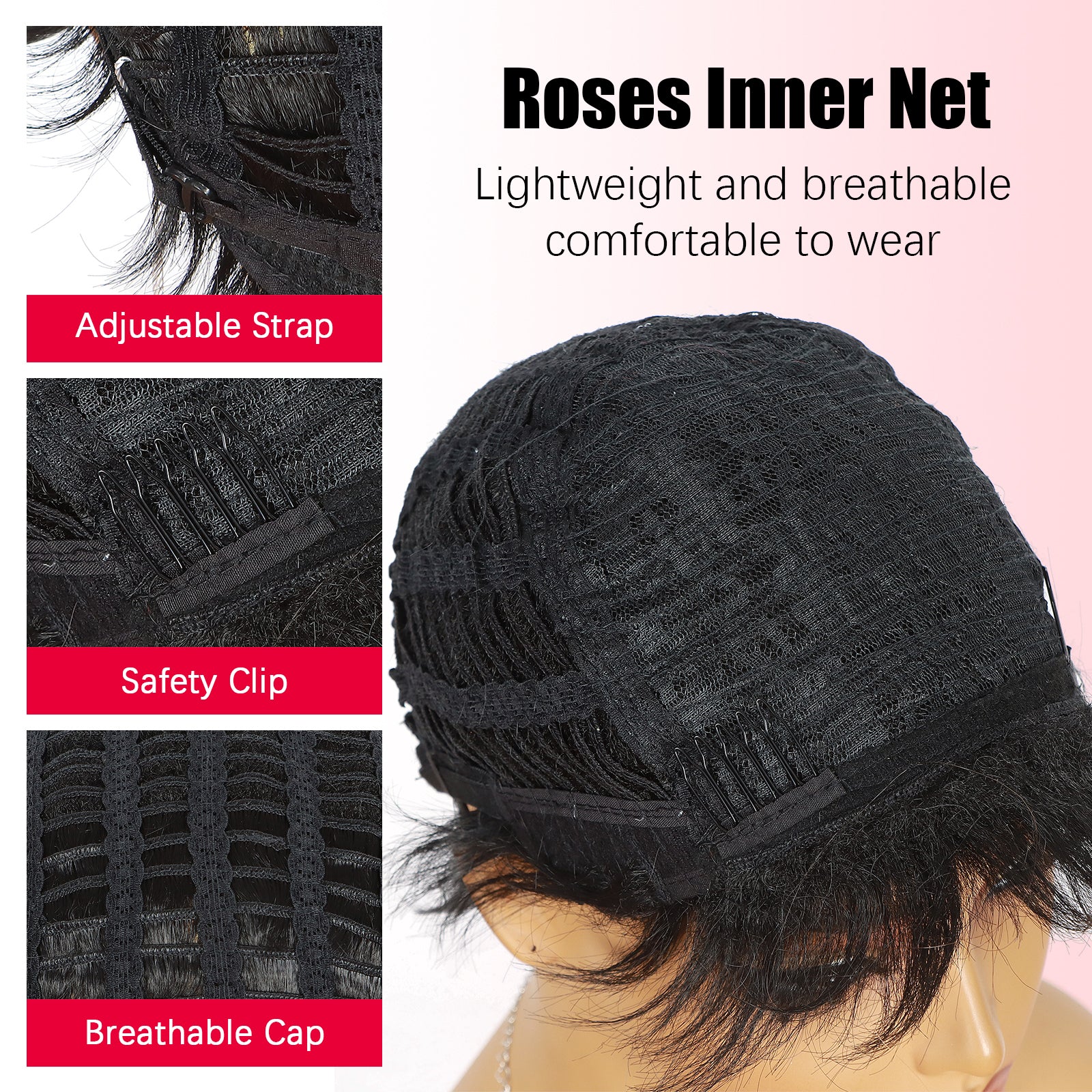 ModeMuse | Short Pixie Cut Wig Black Synthetic Wig for Women Heat Resistant Fiber Glueless Daily Wear Elf Wig