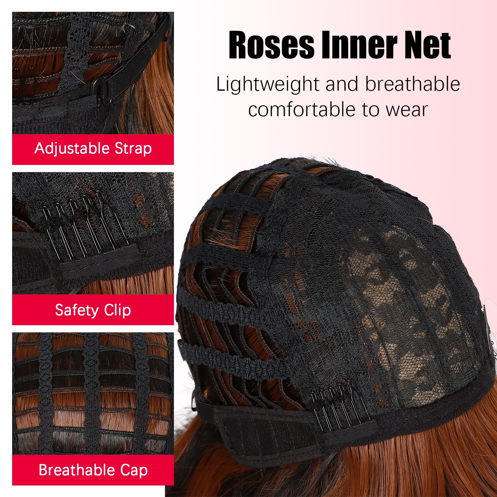 modemuse | Black Brown Ombre Wavy Wig With Bangs Synthetic Heat Resistant Daily Style