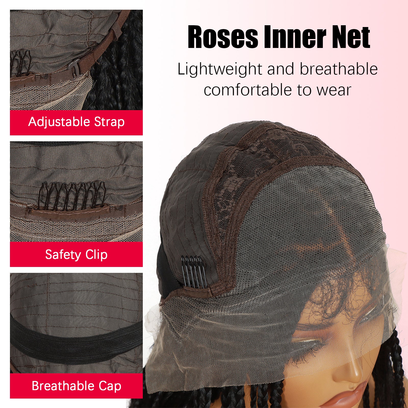 ModeMuse 32" Extra Long Braided Lace Front Wig – 13x4 Hand-Braided Black Protective Style Wig, Free Part Synthetic Wig