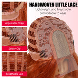 modemuse | Ginger Auburn Long Wavy Synthetic Lace Wig Natural Middle Part Realistic Scalp Event Mode & Daily & Cosplay Wear