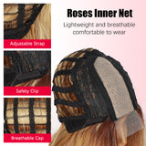 ModeMuse 28" Blonde Straight Lace Front Wig – Dark Root Long Sleek Synthetic Wig with Soft Glam Finish (XT279)