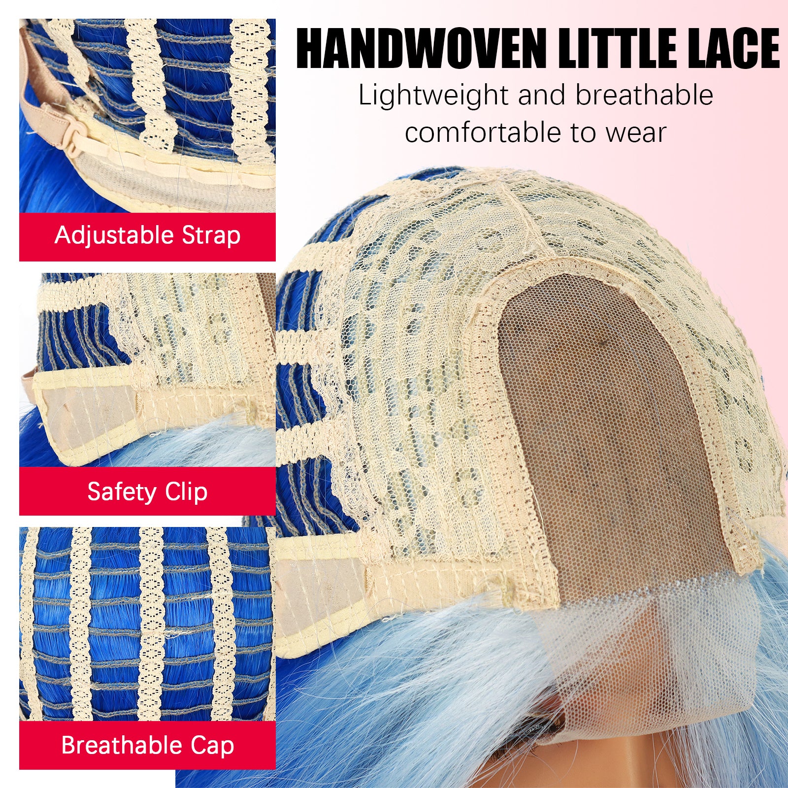 ModeMuse | Ombre Blue Long Lace Wig White to Blue Wavy Synthetic Wig Daily & Cosplay & Festival Wear