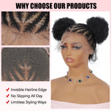ModeMuse | Full Lace Braided Wig 1B – Hand-Braided Cornrow Buns, Baby Hair, Protective Style Wig, Ready-to-Wear