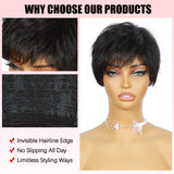 ModeMuse | Short Pixie Cut Wig Black Synthetic Wig for Women Heat Resistant Fiber Glueless Daily Wear Elf Wig
