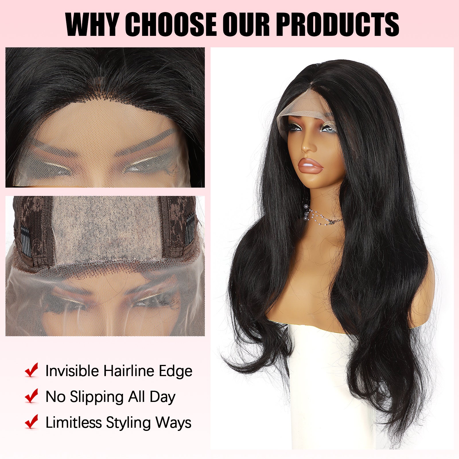 ModeMuse Public Mode™ Long Soft Black Wig – Everyday Glam Lace Front Style