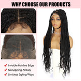 ModeMuse 32" Extra Long Braided Lace Front Wig – 13x4 Hand-Braided Black Protective Style Wig, Free Part Synthetic Wig