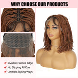 ModeMuse 13x7 Lace Braided Bob Wig – Brown Micro Braids Synthetic Wig with Baby Hair FT108#30