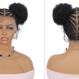 ModeMuse | Full Lace Braided Wig 1B – Hand-Braided Cornrow Buns, Baby Hair, Protective Style Wig, Ready-to-Wear