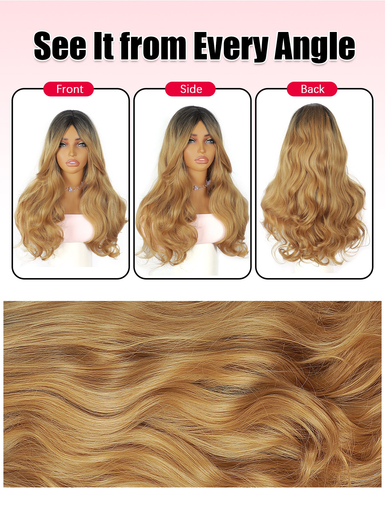 ModeMuse Long Layered Blonde Wig with Curtain Bangs – Synthetic Everyday Fashion Wig 6030X#1T27