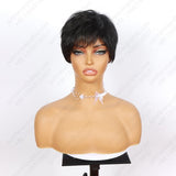 ModeMuse | Short Pixie Cut Wig Black Synthetic Wig for Women Heat Resistant Fiber Glueless Daily Wear Elf Wig