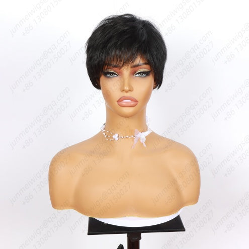 ModeMuse | Short Pixie Cut Wig Black Synthetic Wig for Women Heat Resistant Fiber Glueless Daily Wear Elf Wig