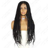 ModeMuse 26" Braided Lace Front Wig – 13x4 Hand-Braided Long Black Protective Style Wig, Free Part Synthetic Wig