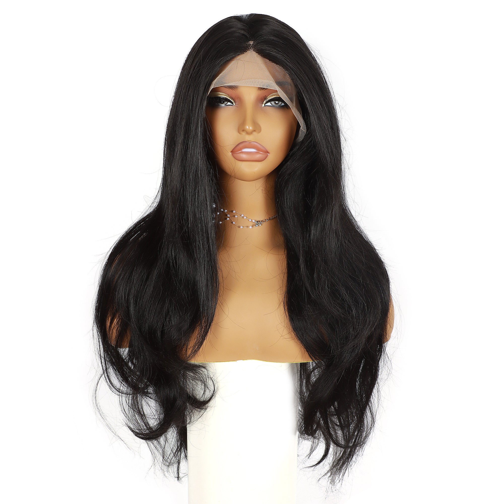 ModeMuse Public Mode™ Long Soft Black Wig – Everyday Glam Lace Front Style