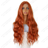 modemuse | Ginger Auburn Long Wavy Synthetic Lace Wig Natural Middle Part Realistic Scalp Event Mode & Daily & Cosplay Wear