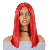 ModeMuse 12" Red Straight Bob Lace Front Wig – Sleek Blunt Cut, Bold Statement Short Wig, Heat Resistant Synthetic